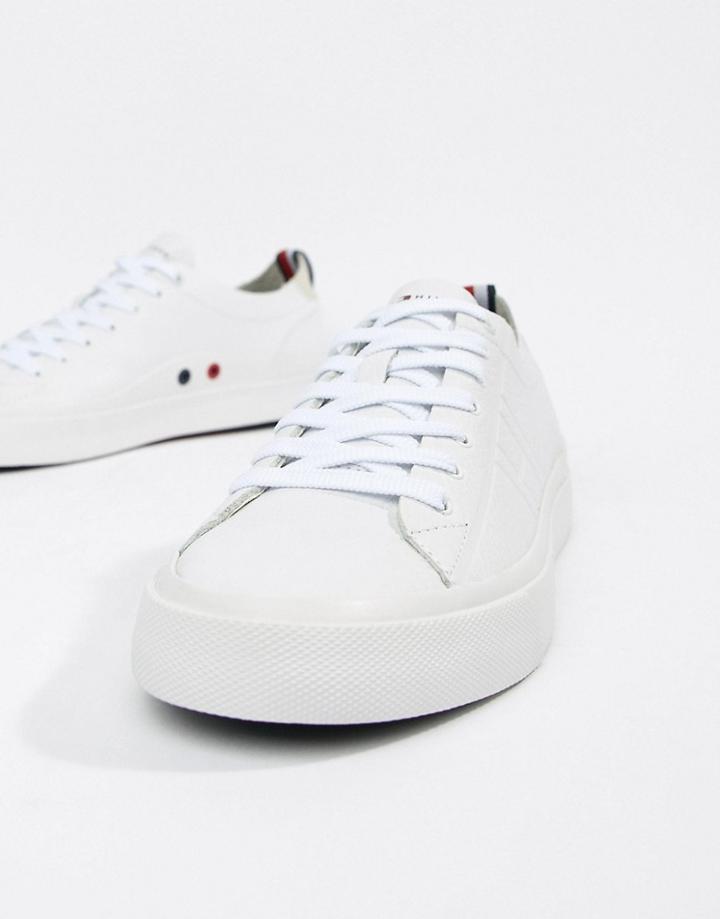 Tommy Hilfiger Unlined Low Cut Lightweight Leather Sneakers In White - White