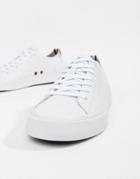 Tommy Hilfiger Unlined Low Cut Lightweight Leather Sneakers In White - White