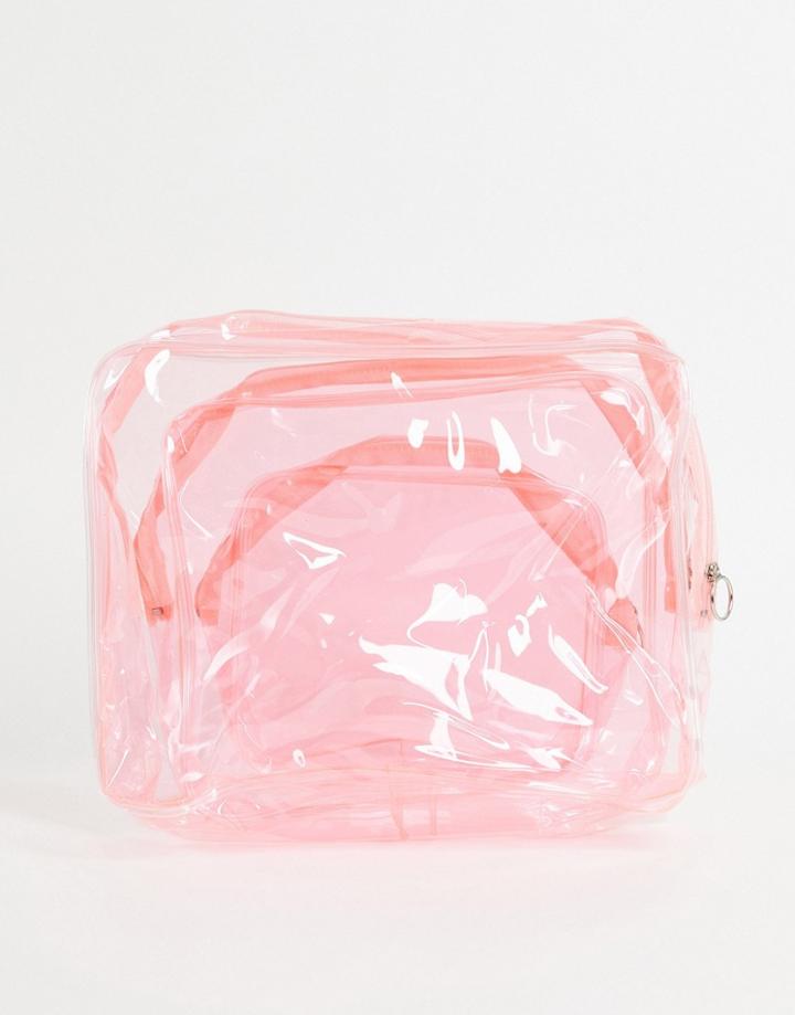 Svnx 3 Pack Cosmetics Cases In Rose Pink