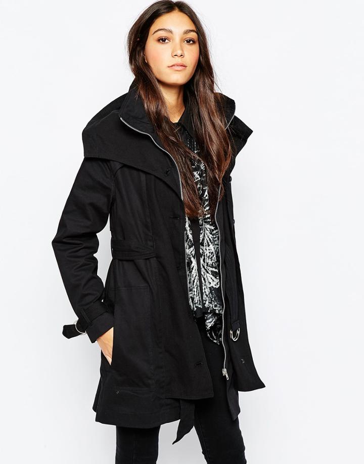 Religion Trench Coat - Jet Black