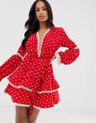 Bronx & Banco Margo Polka Dot Mini Dress - Red