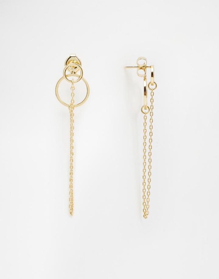 Orelia Circles Front Back Earrings - Pale Gold