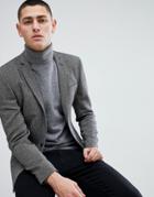 Asos Design Super Skinny Texture Blazer In Dark Gray Wool Mix-black