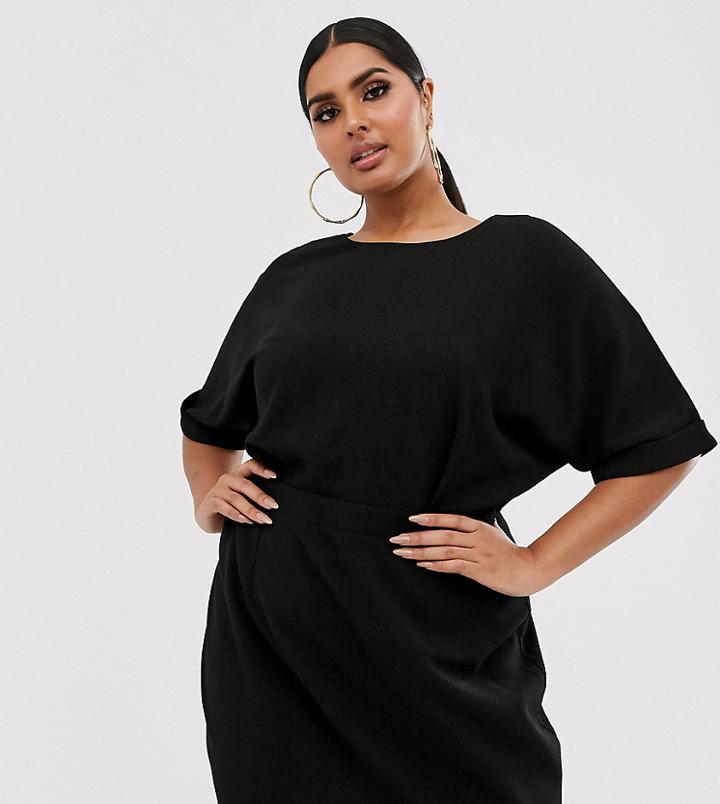 Asos Design Curve Wiggle Mini Dress In Black