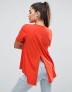 Asos Dip Split Back Update T-shirt - Orange
