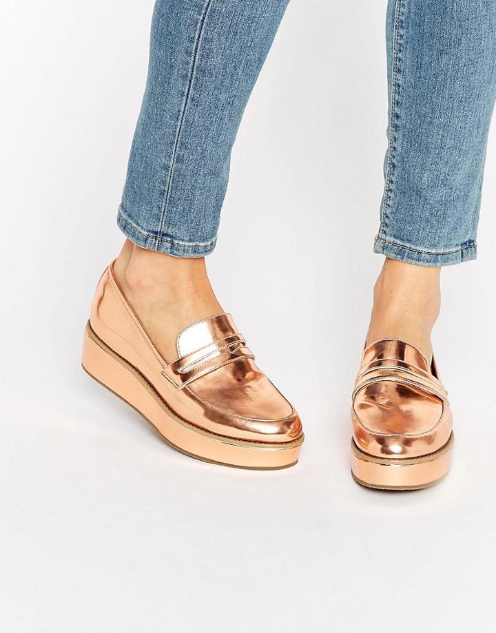 Asos More Time Flatform Loafers - Beige