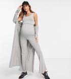 Missguided Maternity Crop Top And Wide Leg Pant Set In Gray