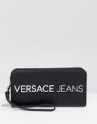 Versace Jeans Contrast Logo Wallet With Wristlet - Black