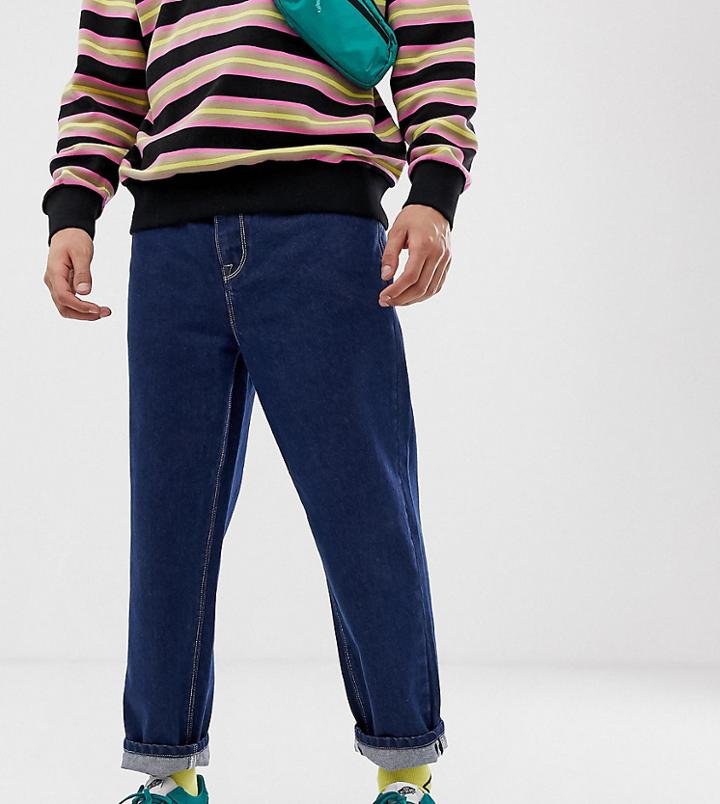 Collusion X004 Skater Fit Jeans In Indigo With Contrast Stitch-blue