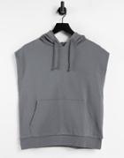 Asos Design Sleeveless Hoodie In Shark Gray-grey