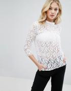 Closet London Lace Collared Top - White