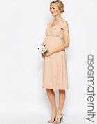 Asos Maternity Wedding Drape Cold Shoulder Midi Dress - Pink