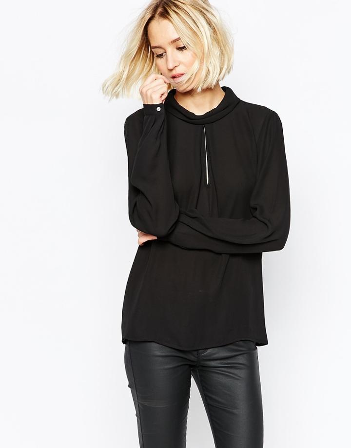 Selected Hatika Shirt With Pleat Front In Black - Black