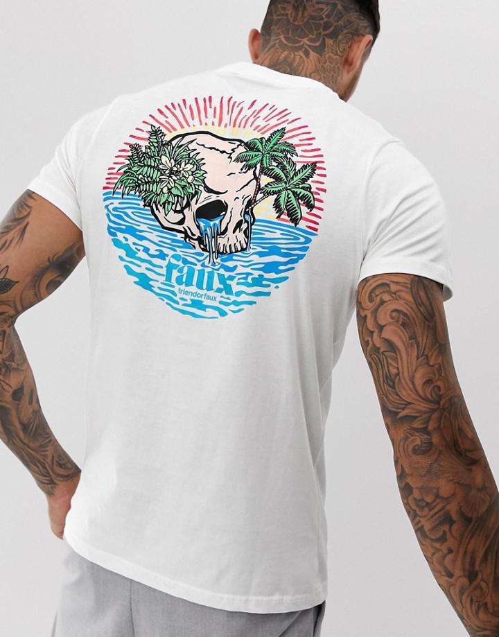 Friend Or Faux Castaway Back Print T-shirt - White