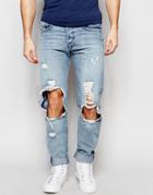 Diesel Jeans Buster 852h Regular Slim Fit Extreme Distressed Light Wash - Light Wash