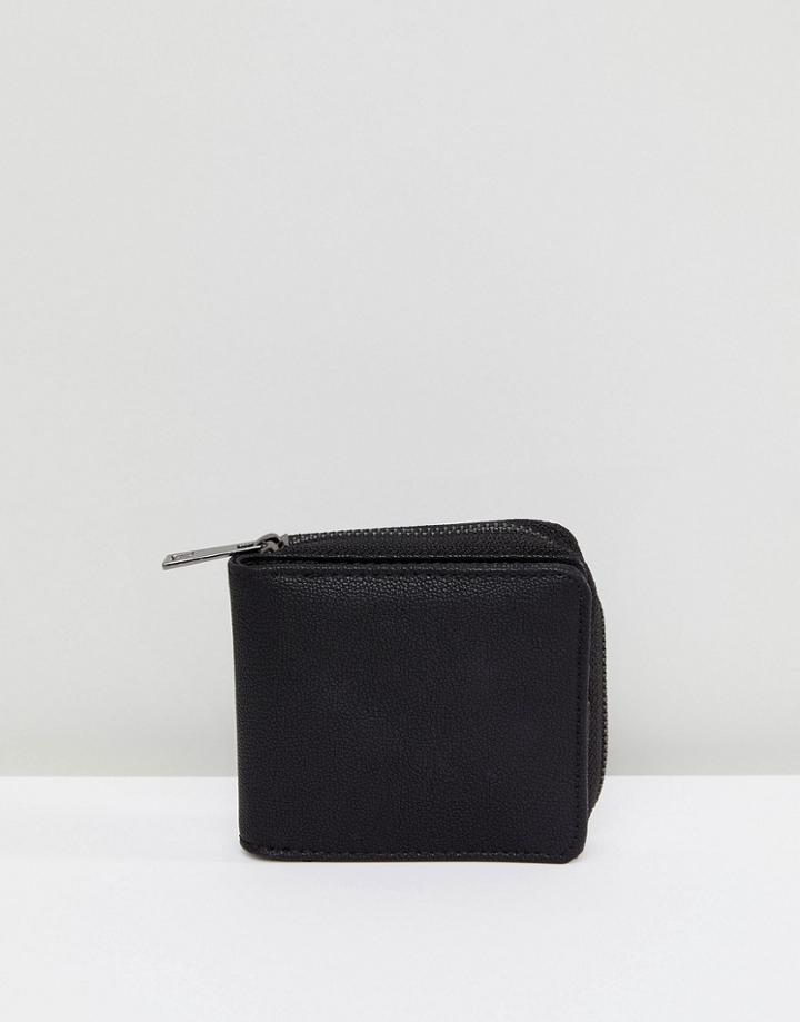 Stradivarius Wallet With Coin Pocket In Black - Silver