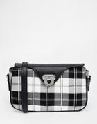 Fred Perry Crossbody Bag In Monochrome Check - Snow White