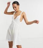Asos Design Tall Recycled Knot Strap Mini Beach Dress In White