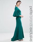 Jarlo Petite Maxi Dress With Bell Sleeve And Button Back Detail - Gree