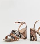 New Look Wide Fit Buckle Detail Sandal In Pink Snake