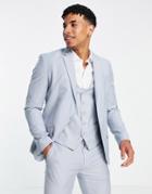 New Look Skinny Suit Jacket In Pale Blue-blues