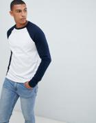 Asos Design Long Sleeve T-shirt With Crew Neck With Contrast Raglan Sleeves-multi