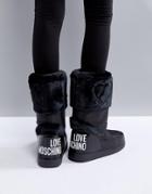 Love Moschino Faux Fur Logo Snow Boots - Black