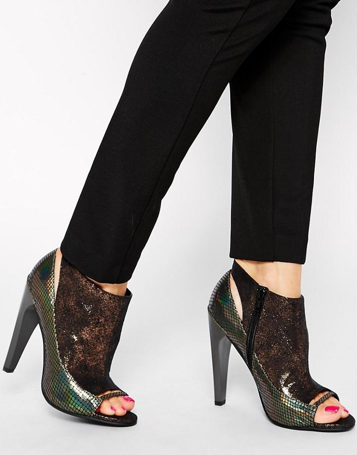Asos Empire State Of Mind Peep Toe Shoe Boots - Multi
