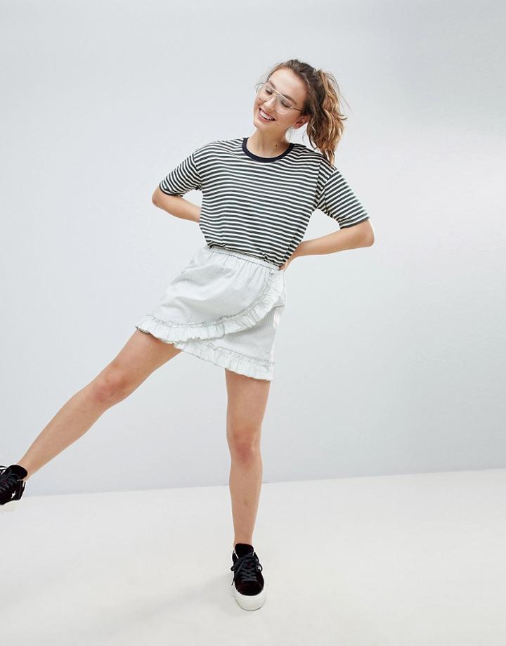 Monki Ruffle Wrap Skirt - Green