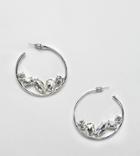 Designb London Crystal Hoop Earrings - Silver