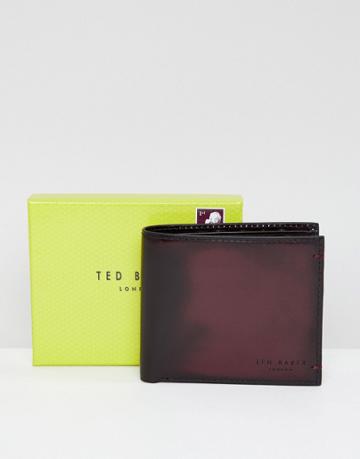 Ted Baker Geen Coin Wallet In Burnished Leather - Red