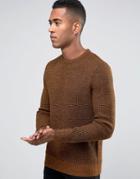 New Look Tuck Stitch Sweater In Camel - Beige