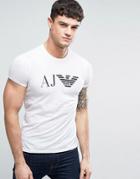 Armani Jeans Eagle Logo T-shirt Slim Fit In White - White