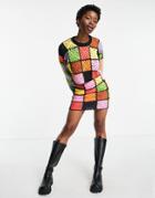 The Ragged Priest Mini Skirt In Rainbow Crochet Patchwork - Part Of A Set-multi