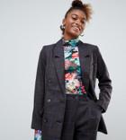 Monki Two-piece Check Double Breasted Blazer In Gray