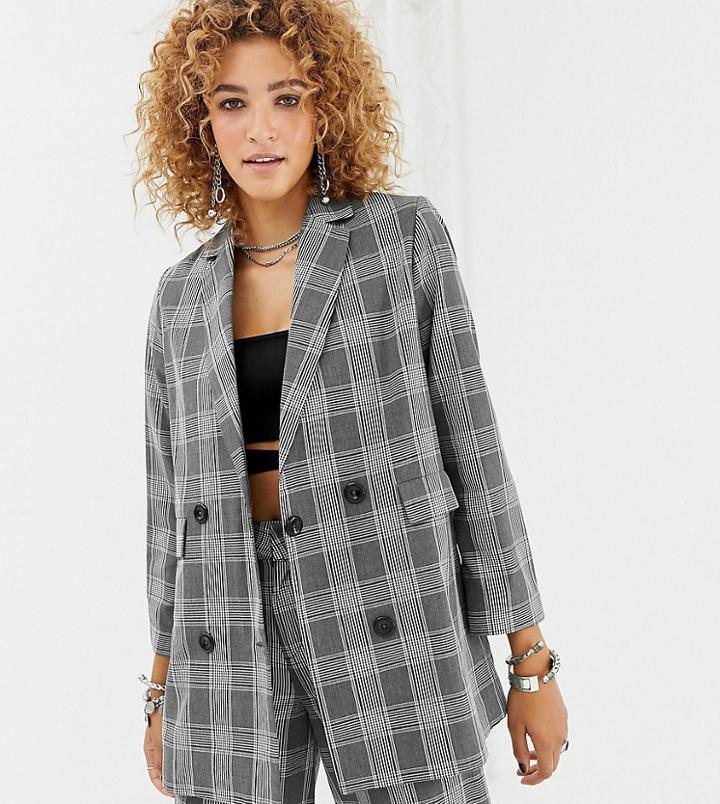 Sacred Hawk Oversized Blazer In Check - Gray