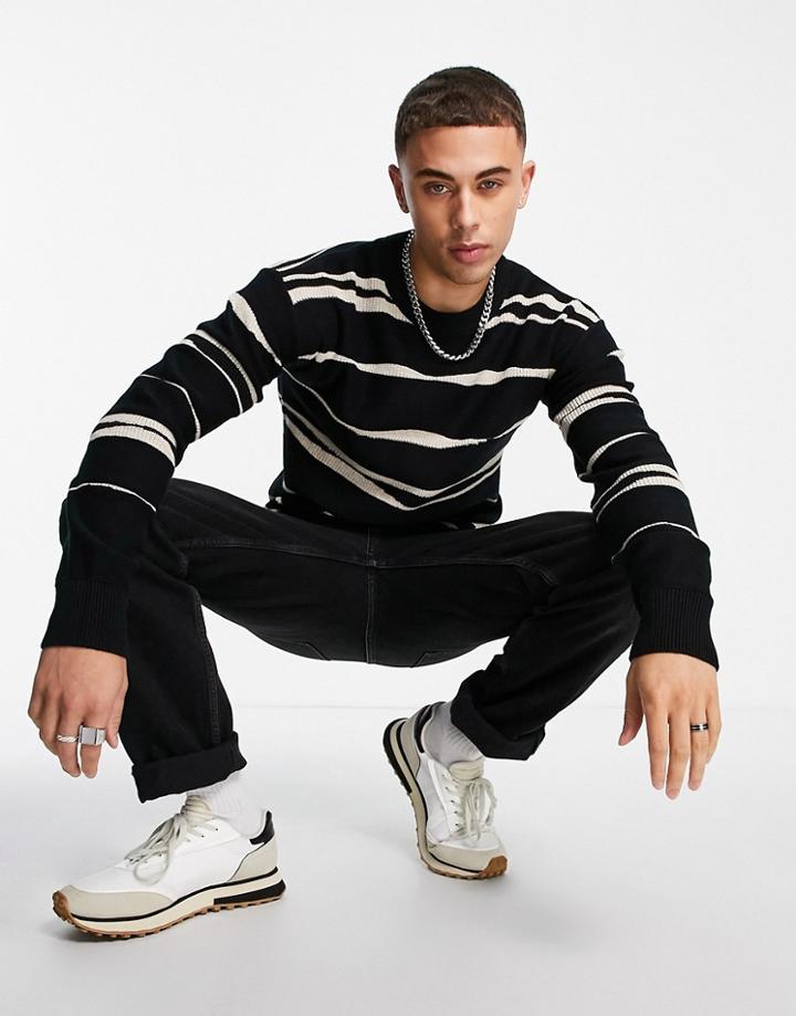 Jack & Jones Originals Patterned Sweater In Black