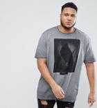 Religion Plus T-shirt With Raven Print In Washed Gray - Gray