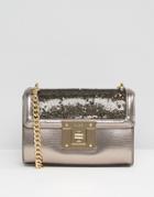 Aldo Pewter And Sequined Cross Body Bag - Gray