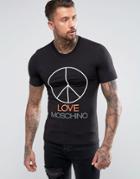 Love Moschino T-shirt With Peace Print - Black