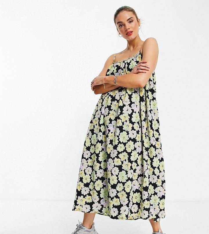 Annorlunda Cami Maxi Smock Dress In Retro Floral-multi