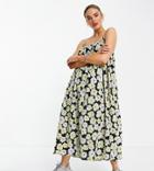 Annorlunda Cami Maxi Smock Dress In Retro Floral-multi
