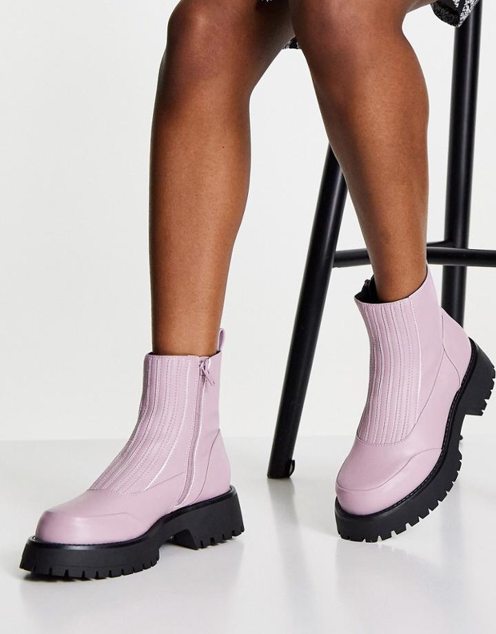Asos Design Atom Elasticated Chelsea Boots In Lilac-purple