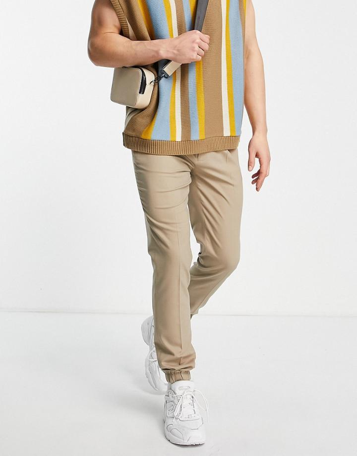 Asos Design Smart Skinny Sweatpants In Stone-neutral