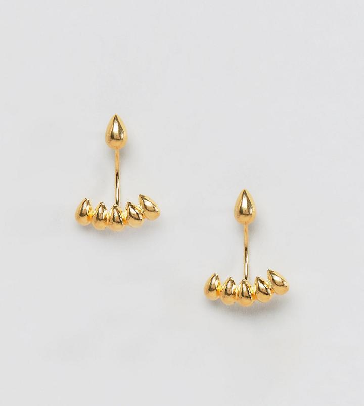 Asos Design Swing Earrings With Tear Drop Detail In Gold Plated Sterling Silver - Gold