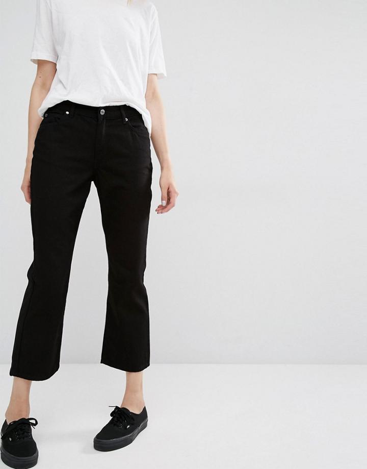 Dr Denim Mid Waist Cropped Flare Jeans - Black