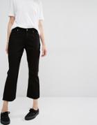 Dr Denim Mid Waist Cropped Flare Jeans - Black