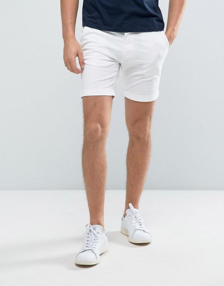 Selected Homme Slim Fit Chino Shorts With Stretch - White