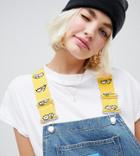 The Simpsons X Asos Design Denim Overalls With Taping - Blue