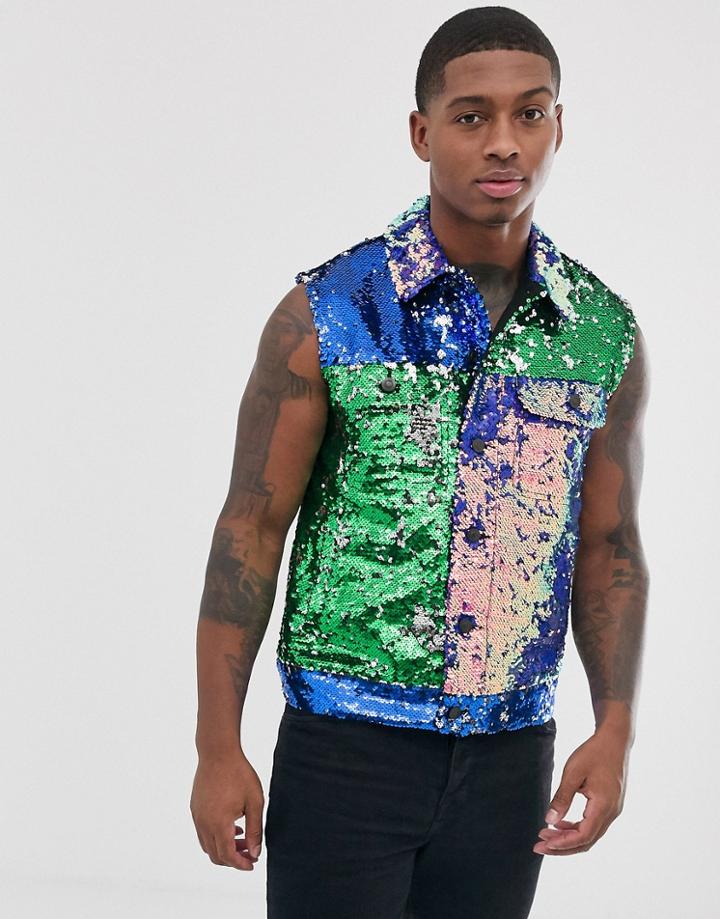 Asos Design Multi Colored Sequin Vest - Multi
